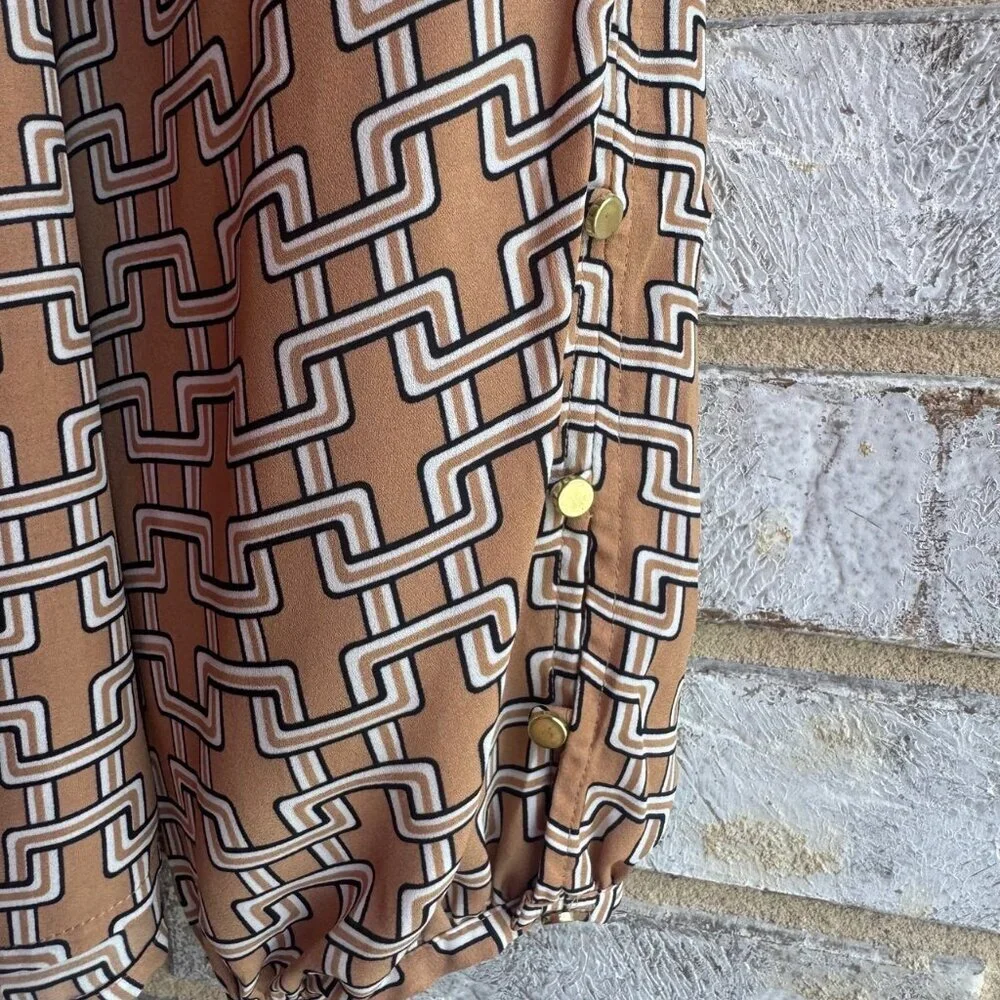 Liz Claiborne Long Sleeve Scoop Neck Geometric Career Blouse Women's Size XXL